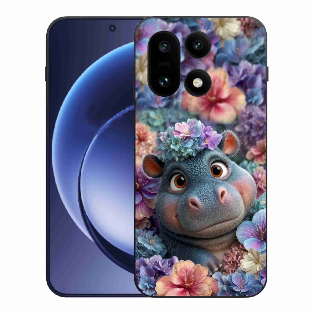 Gélový kryt mmCase na One Plus 15 - hrošík v kvetoch