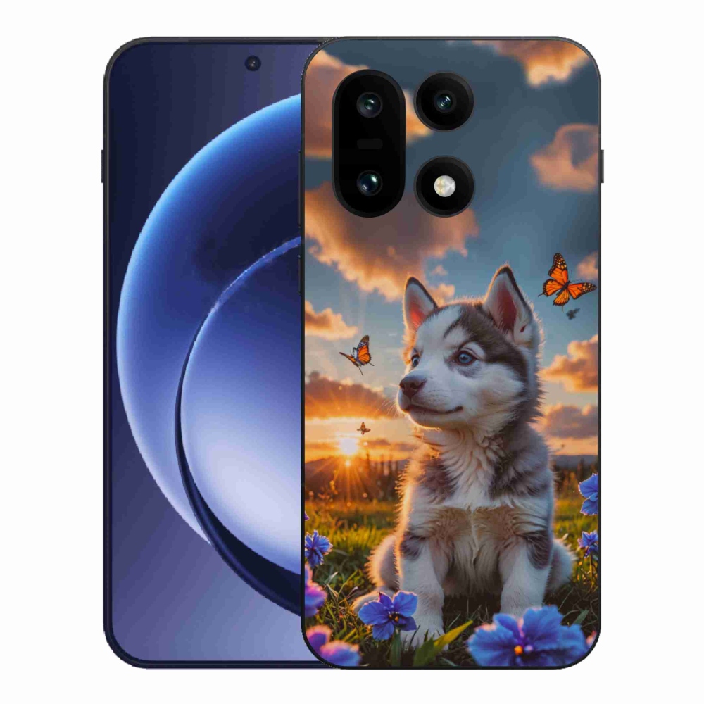 Gélový kryt mmCase na One Plus 15 - husky pri západe slnka