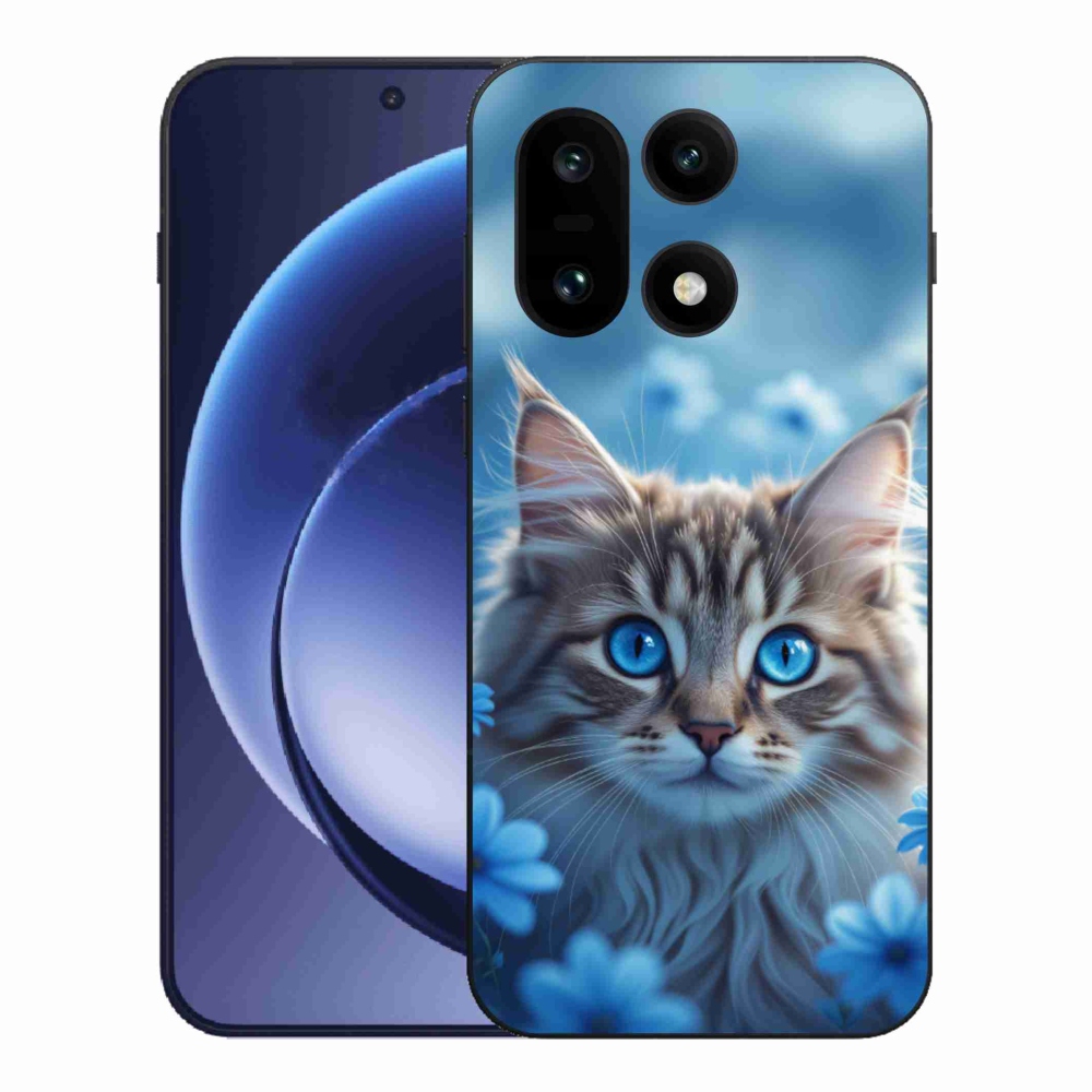 Gélový kryt mmCase na One Plus 15 - mačiatko v modrých kvetoch