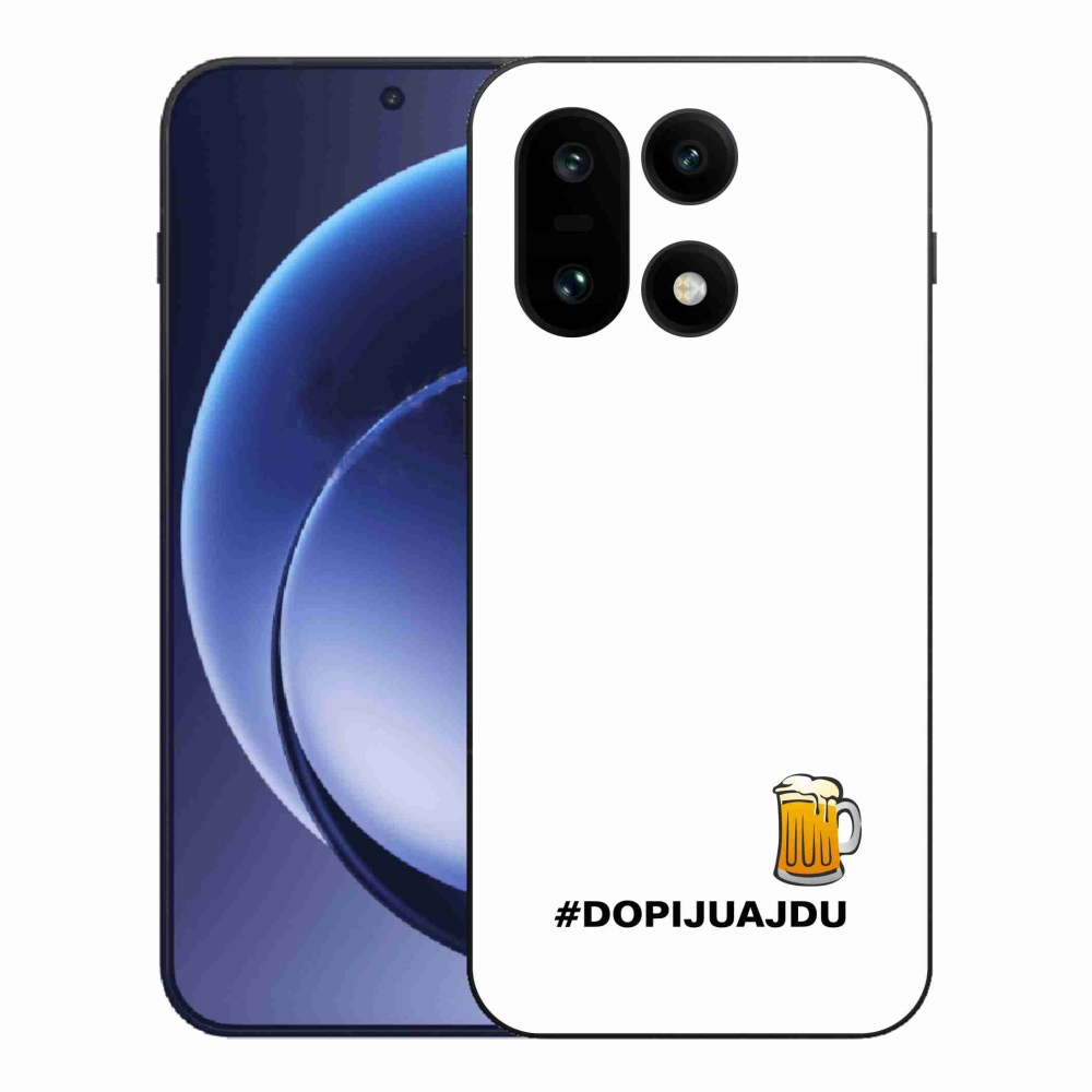 Gélový kryt mmCase na One Plus 15 - pivný motív 1 biele pozadie