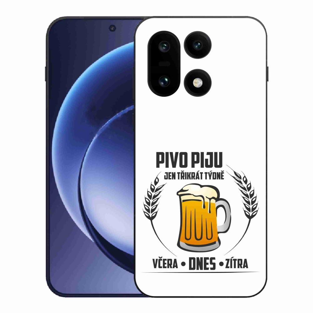 Gélový kryt mmCase na One Plus 15 - pivný motív biele pozadie