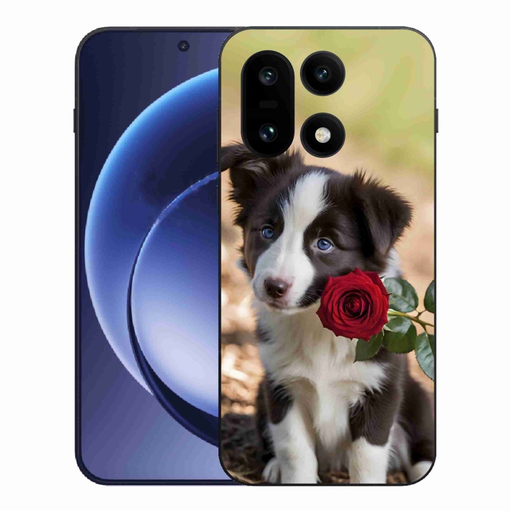 Gélový kryt mmCase na One Plus 15 - roztomilá border kólia s ružou