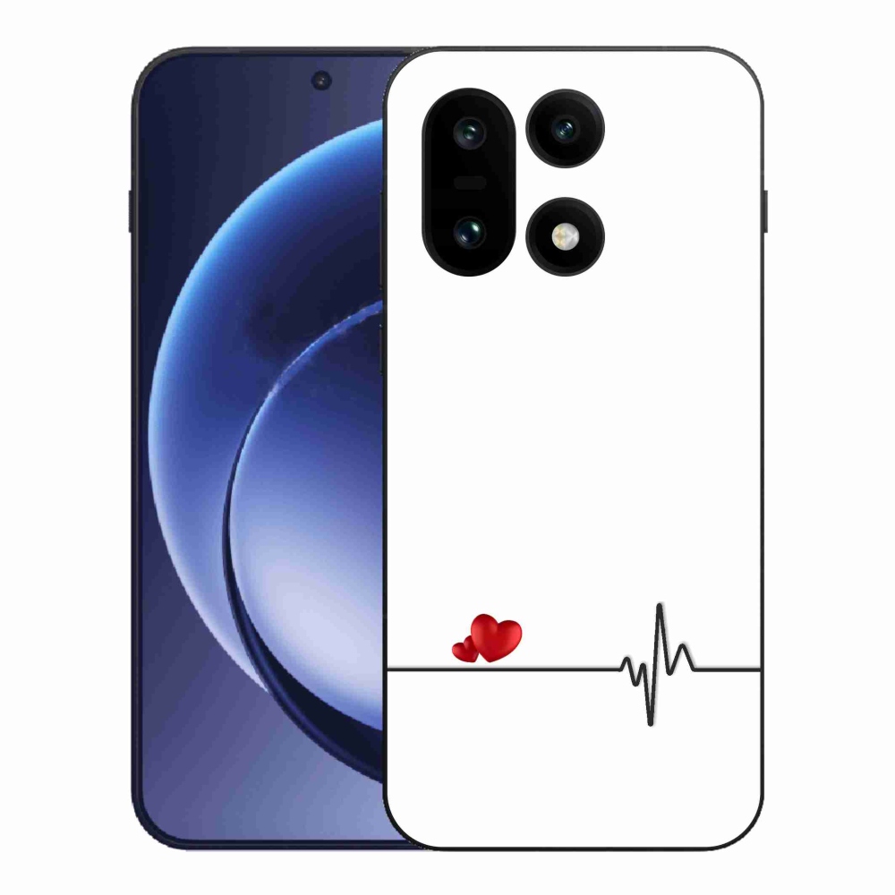 Gélový kryt mmCase na One Plus 15 - srdce a tep biele pozadie