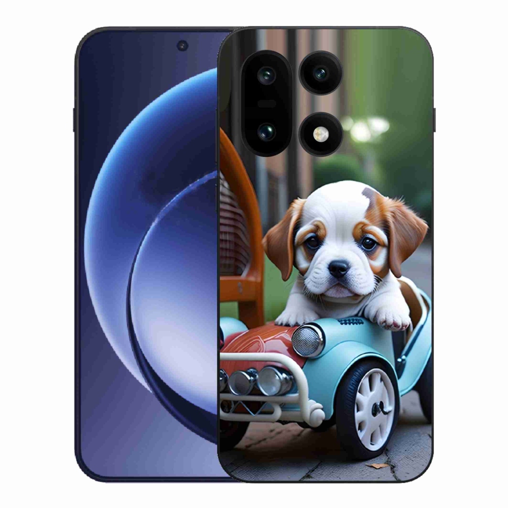 Gélový kryt mmCase na One Plus 15 - šteňa v retro aute
