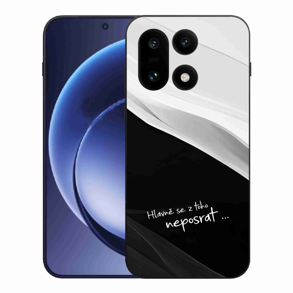Gélový kryt mmCase na One Plus 15 - vtipný text 13 čiernobiele pozadie