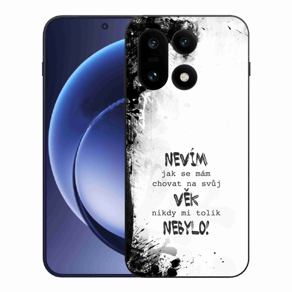 Gélový kryt mmCase na One Plus 15 - vtipný text 14 biele pozadie