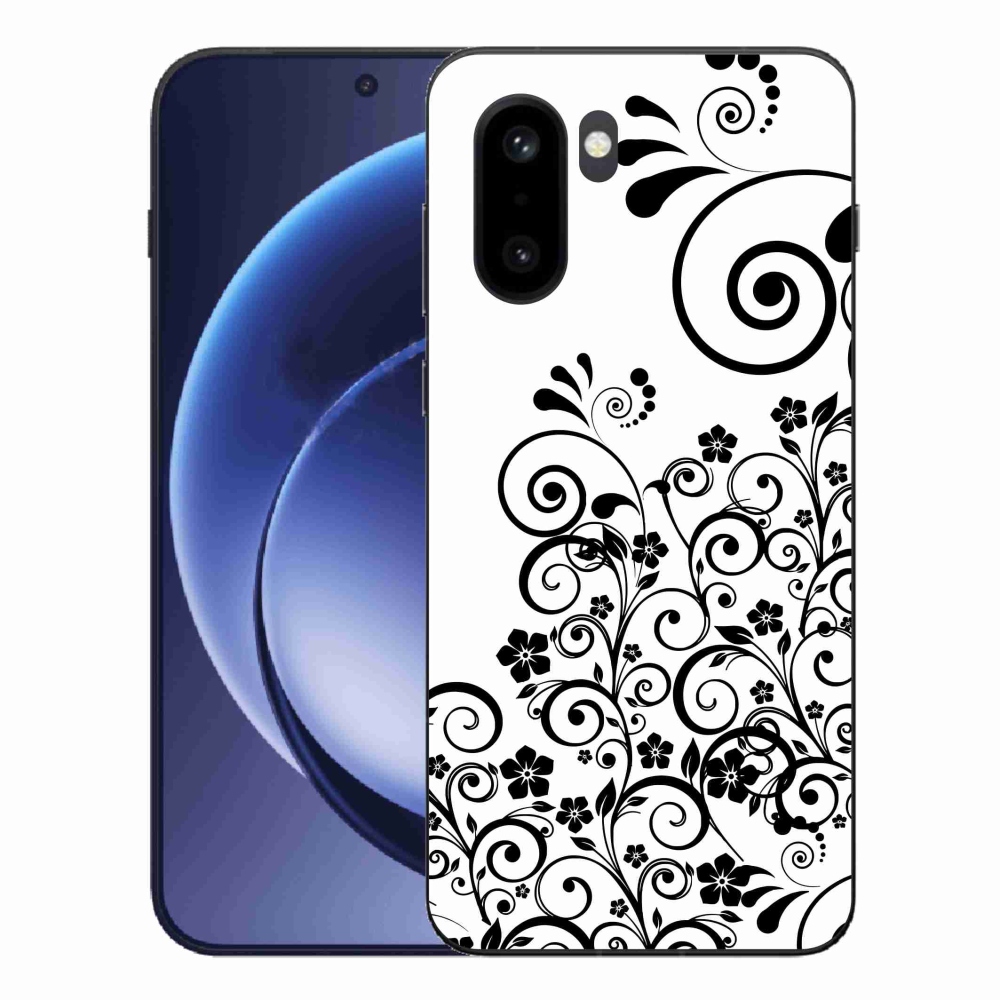 Gélový kryt mmCase na One Plus 15R - čiernobiele kvetinové vzory