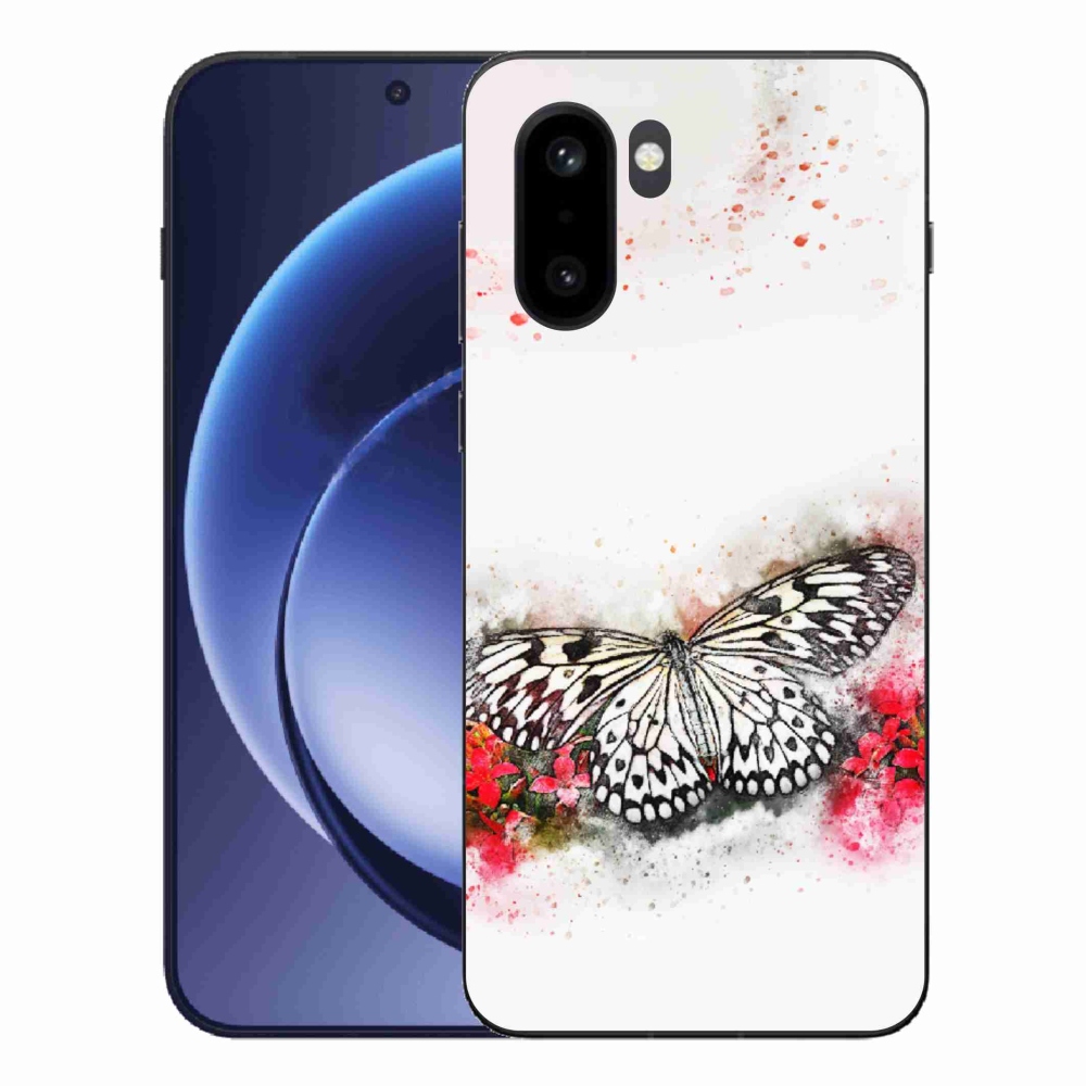 Gélový kryt mmCase na One Plus 15R - čiernobiely motýľ