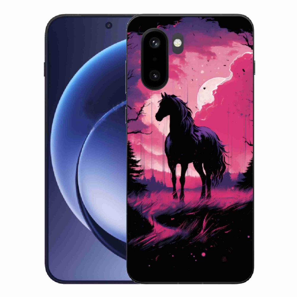 Gélový kryt mmCase na One Plus 15R - čierny kreslený kôň 1