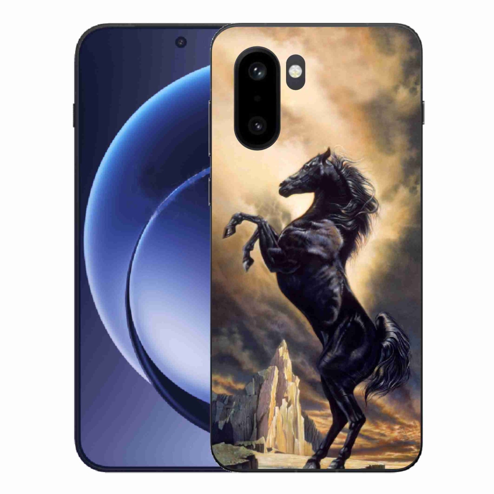 Gélový kryt mmCase na One Plus 15R - čierny kreslený kôň