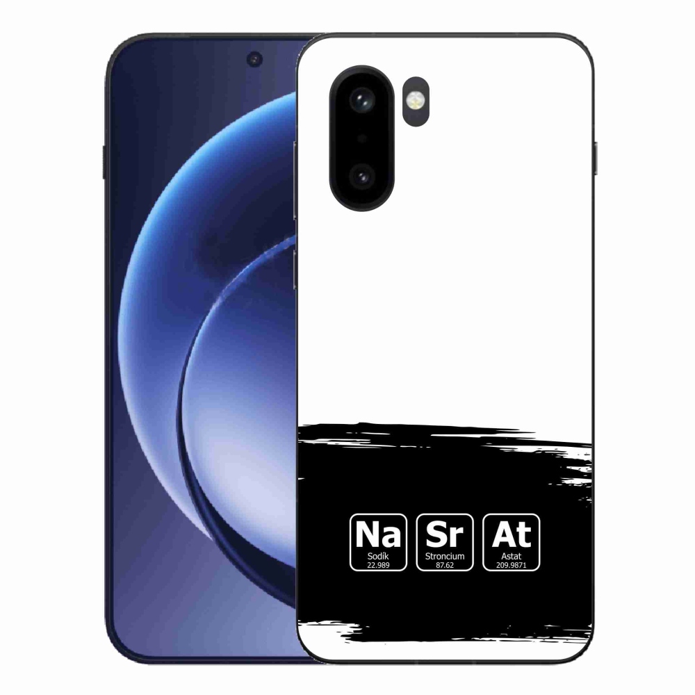 Gélový kryt mmCase na One Plus 15R - chemické prvky čiernobiele pozadie