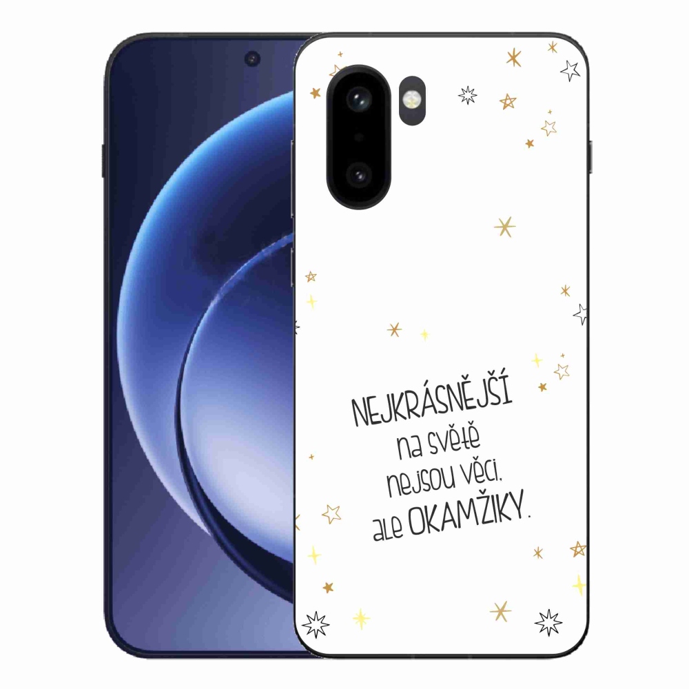 Gélový kryt mmCase na One Plus 15R - citát 4 biele pozadie