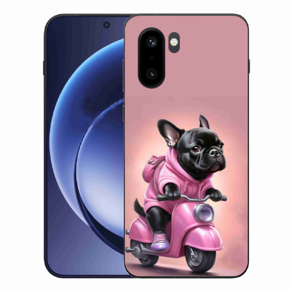 Gélový kryt mmCase na One Plus 15R - francúzsky buldoček na skútri