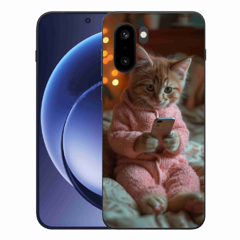Gélový kryt mmCase na One Plus 15R - mačiatko s mobilom