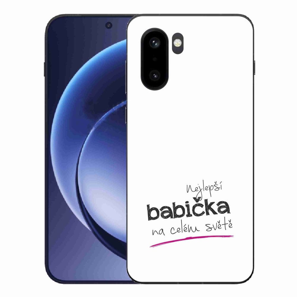 Gélový kryt mmCase na One Plus 15R - najlepšia babička 4 biele pozadie