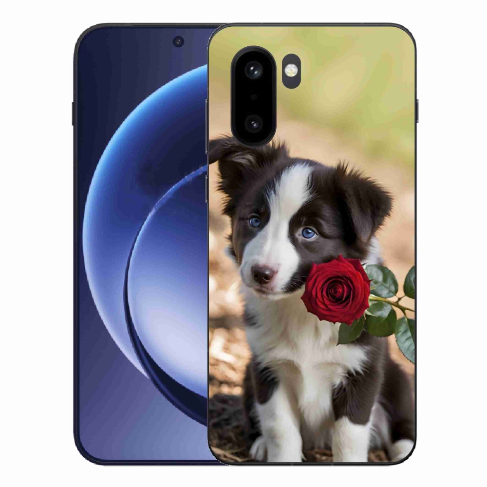 Gélový kryt mmCase na One Plus 15R - roztomilá border kólia s ružou