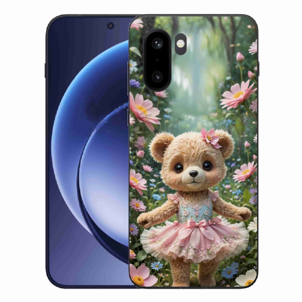 Gélový kryt mmCase na One Plus 15R - roztomilý medvedík v kvetoch