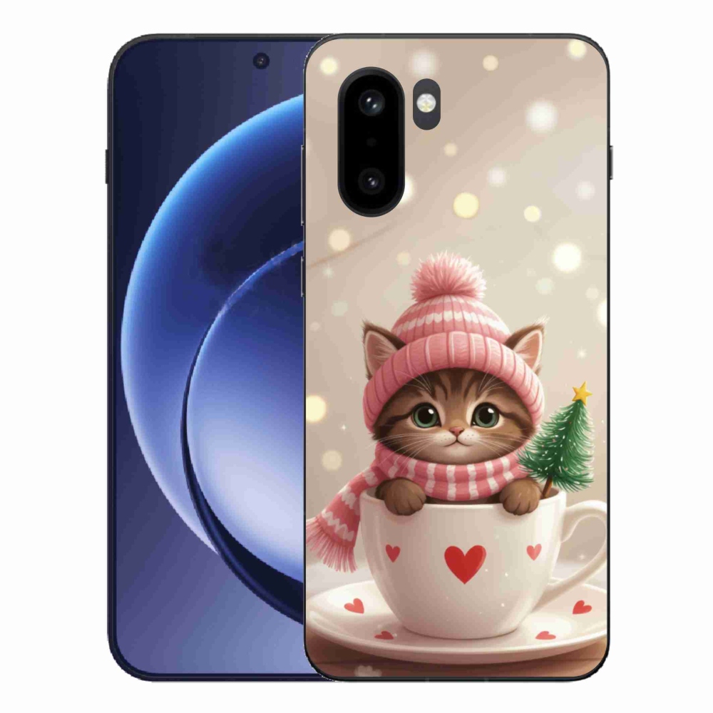 Gélový kryt mmCase na One Plus 15R - vianočné mačiatko v hrnčeku
