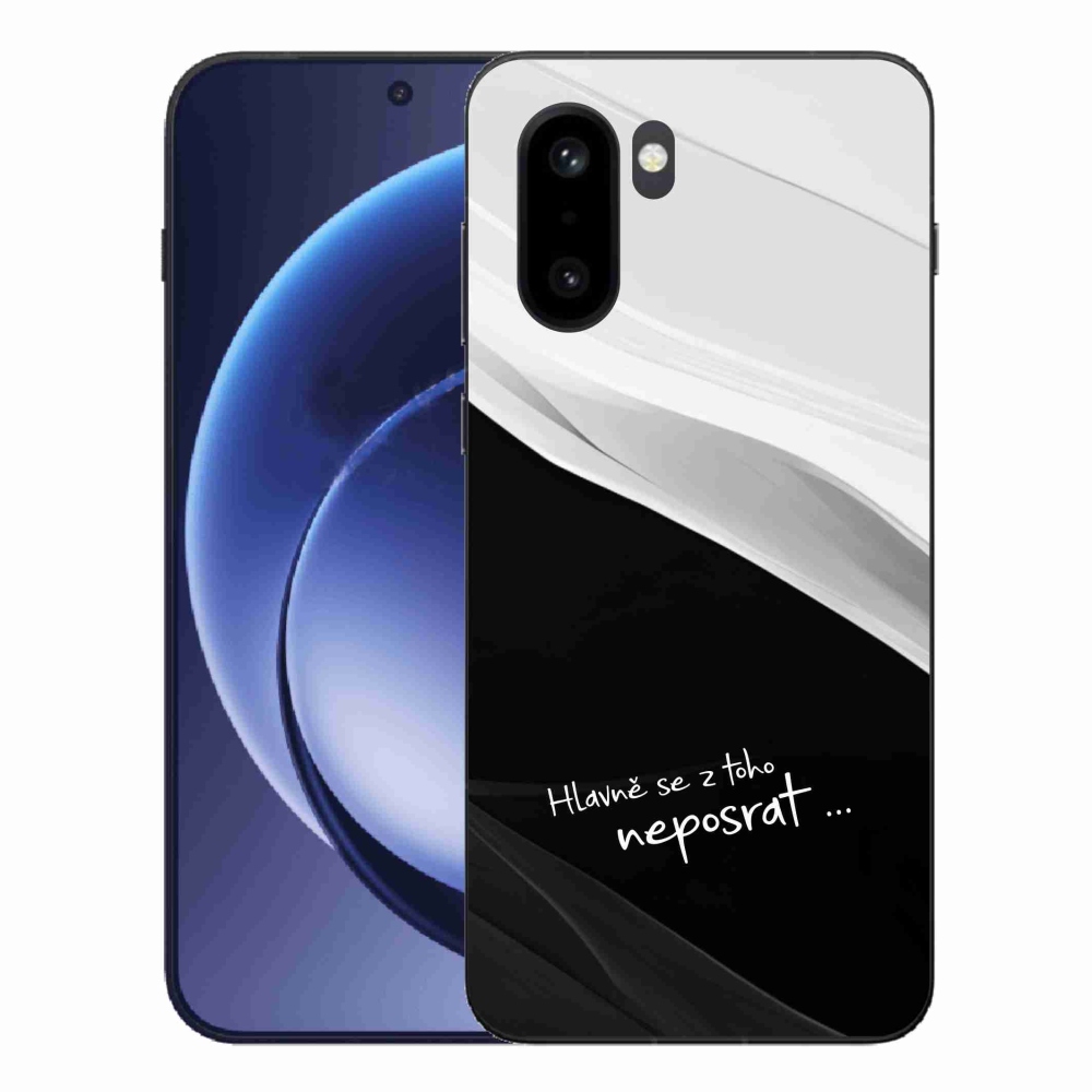 Gélový kryt mmCase na One Plus 15R - vtipný text 13 čiernobiele pozadie