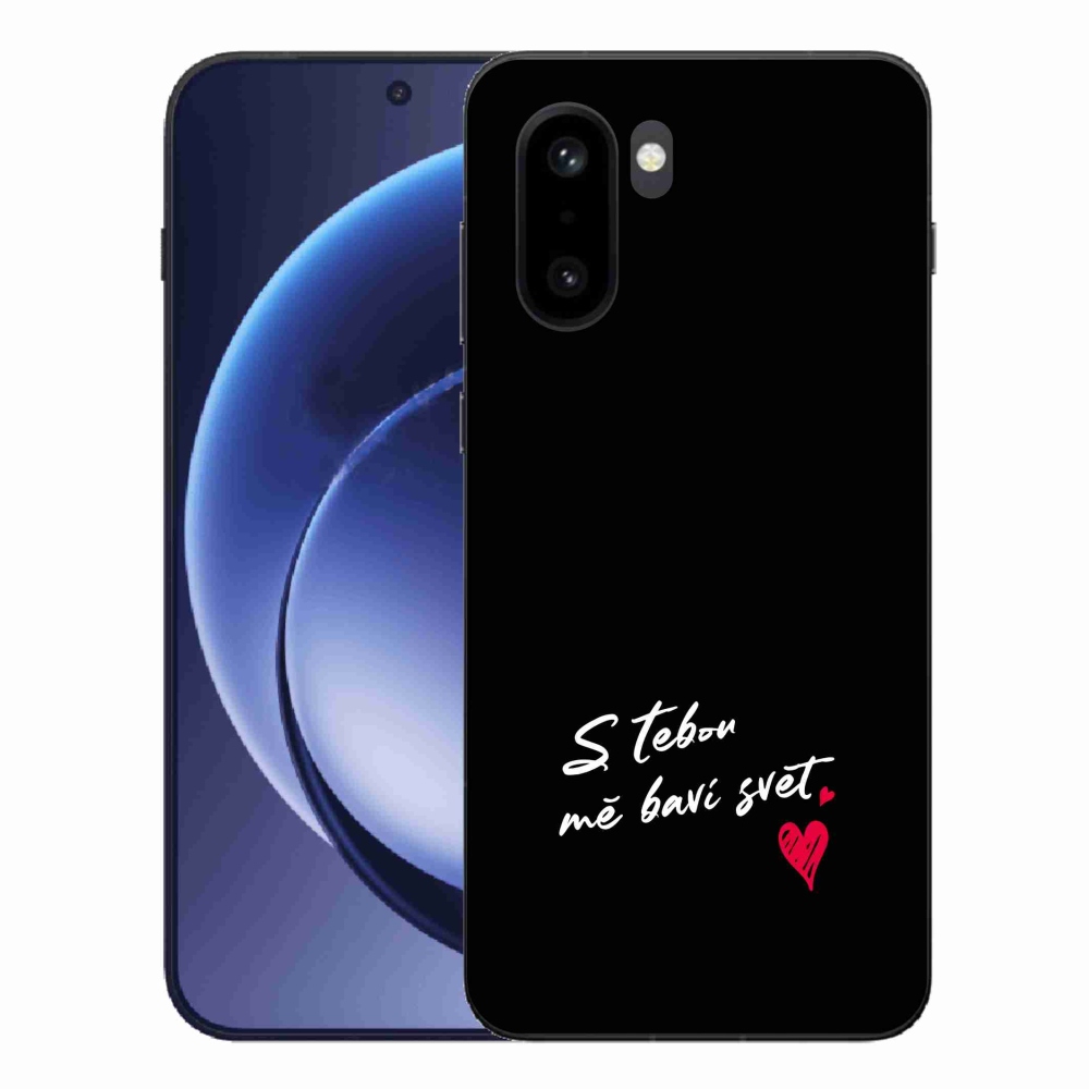 Gélový kryt mmCase na One Plus 15R - zamilovaný text 1 čierne pozadie