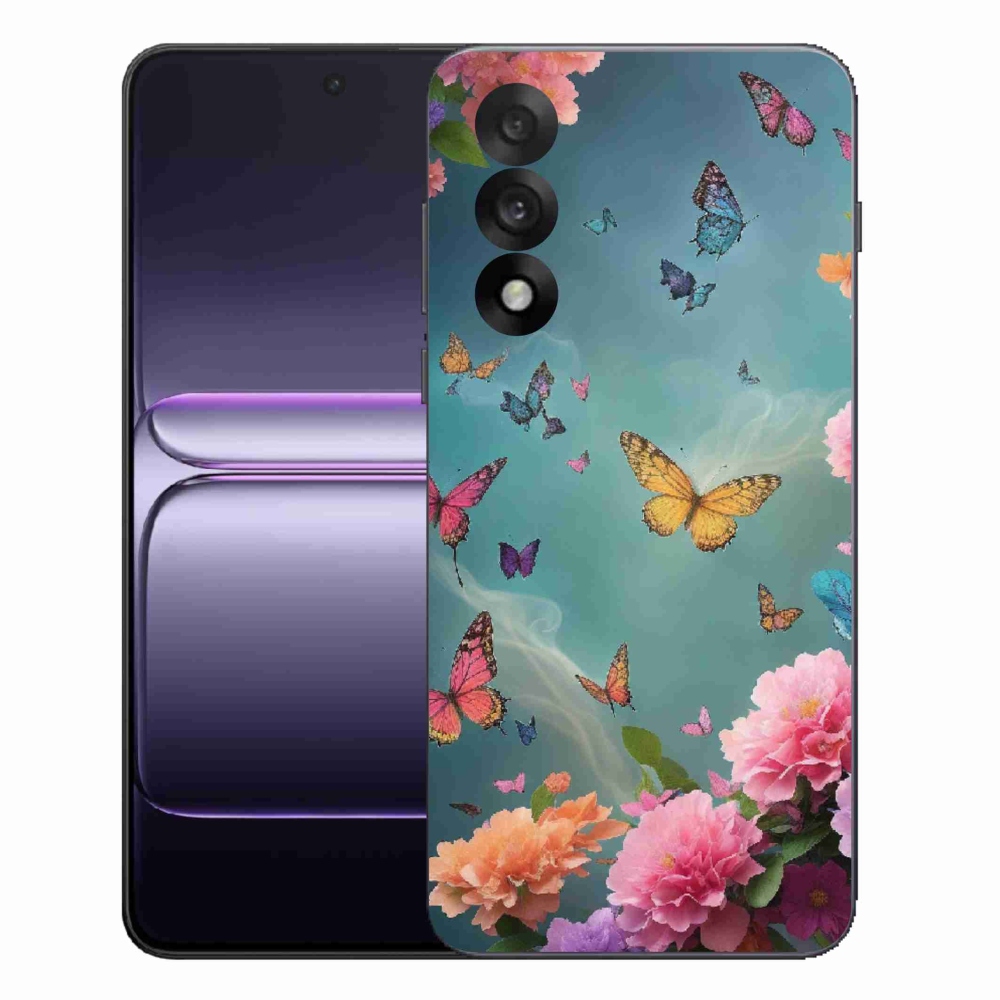 Gélový kryt mmCase na One Plus Nord 5 - farebné kvety a motýle