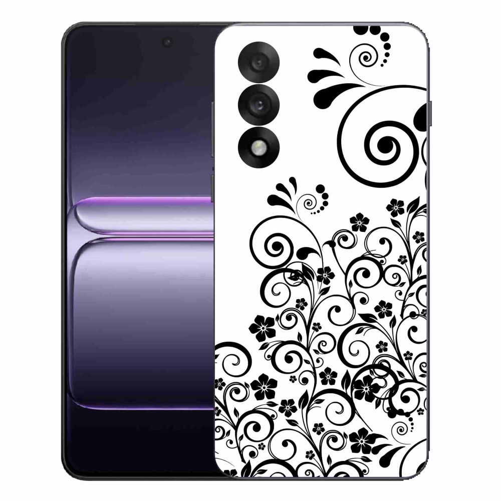 Gélový kryt mmCase na One Plus Nord 5 - čiernobiele kvetinové vzory
