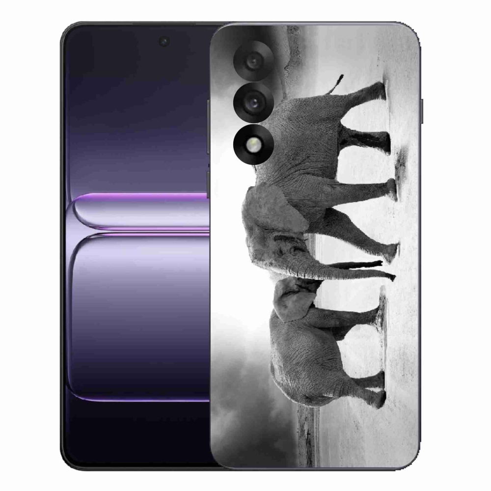 Gélový kryt mmCase na One Plus Nord 5 - čiernobieli slony