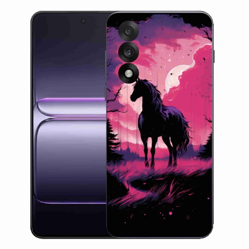 Gélový kryt mmCase na One Plus Nord 5 - čierny kreslený kôň 1