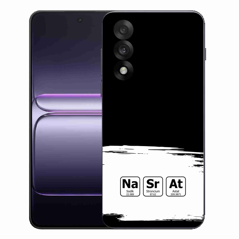 Gélový kryt mmCase na One Plus Nord 5 - chemické prvky bieločierne pozadie