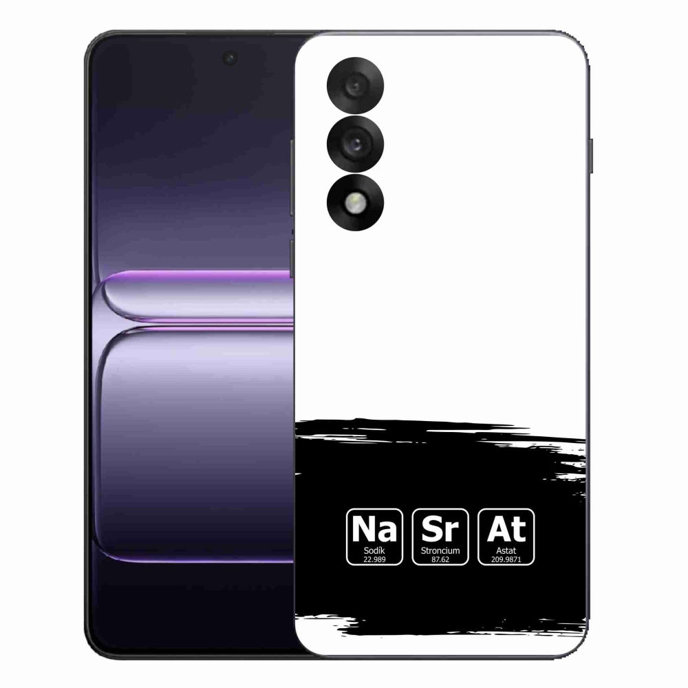 Gélový kryt mmCase na One Plus Nord 5 - chemické prvky čiernobiele pozadie