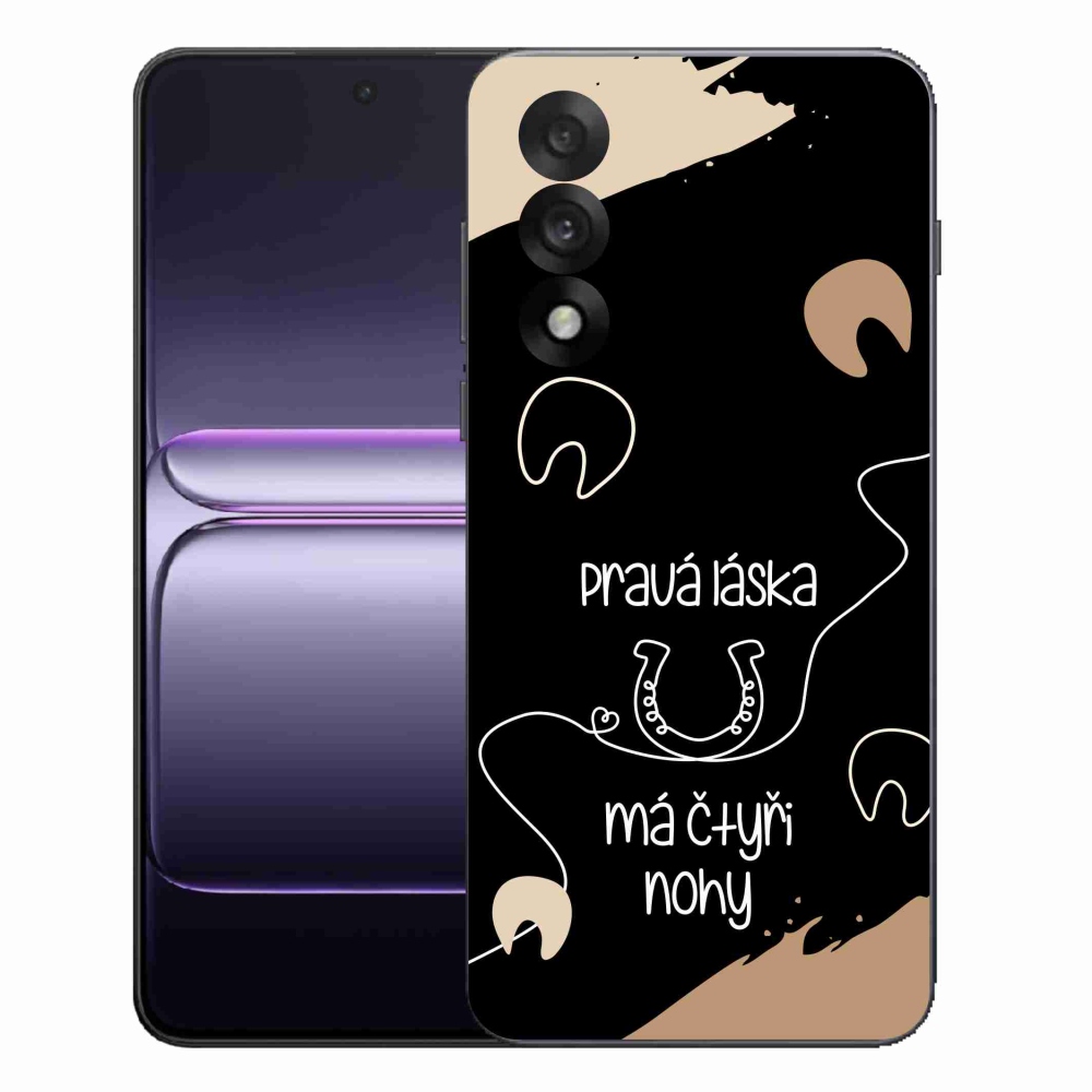 Gélový kryt mmCase na One Plus Nord 5 - konský motív čierne pozadie