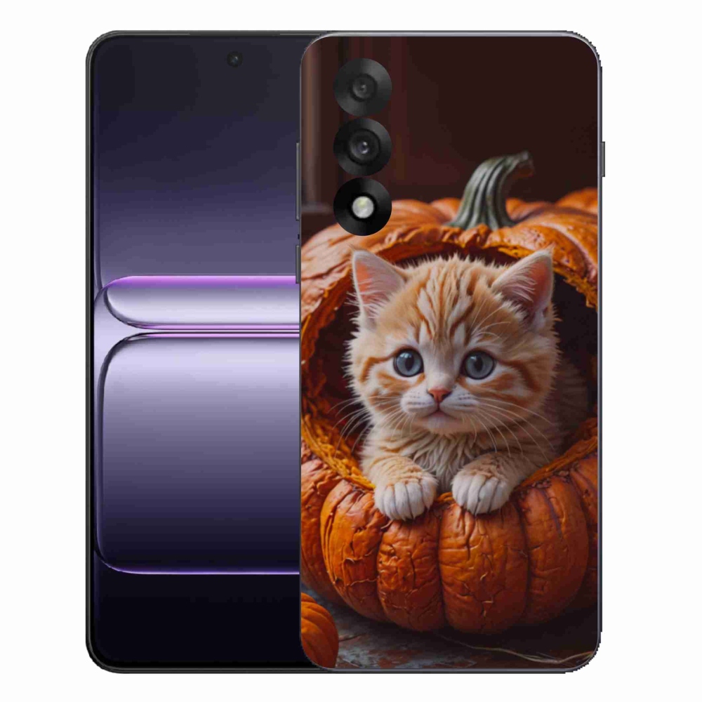 Gélový kryt mmCase na One Plus Nord 5 - mačiatko a tekvica 2