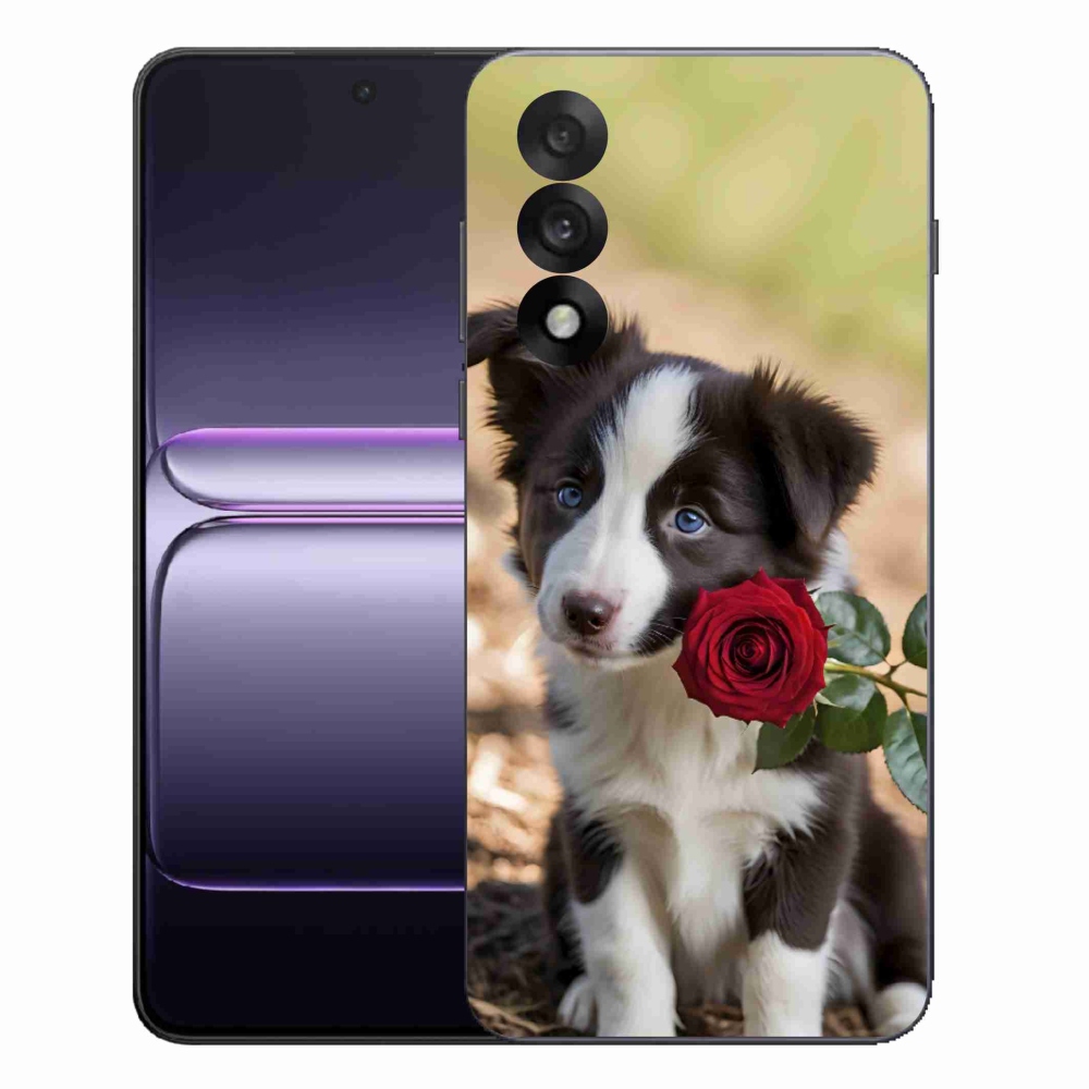 Gélový kryt mmCase na One Plus Nord 5 - roztomilá border kólia s ružou