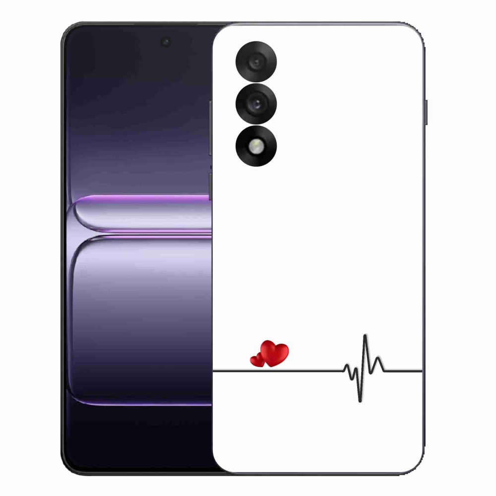 Gélový kryt mmCase na One Plus Nord 5 - srdce a tep biele pozadie
