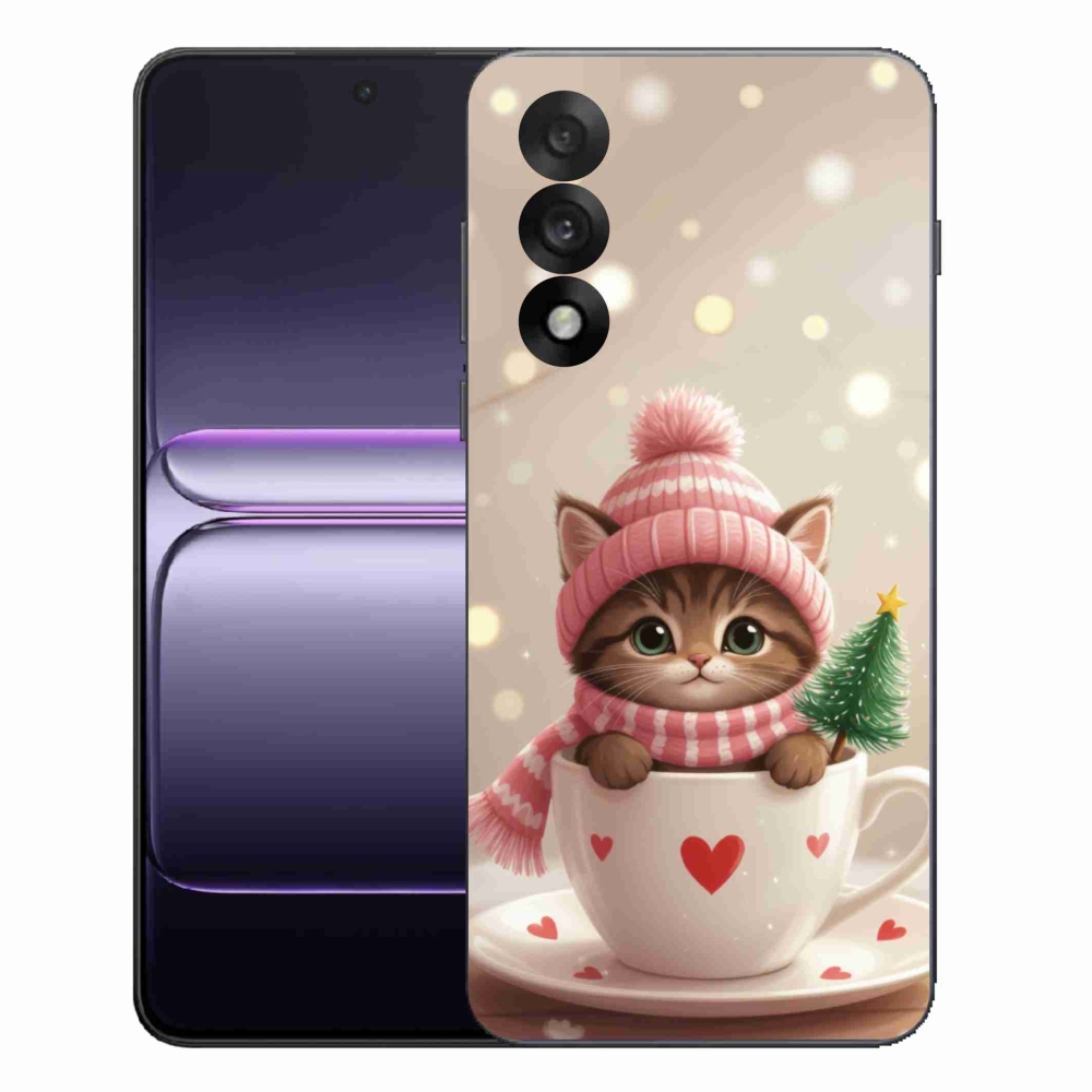 Gélový kryt mmCase na One Plus Nord 5 - vianočné mačiatko v hrnčeku