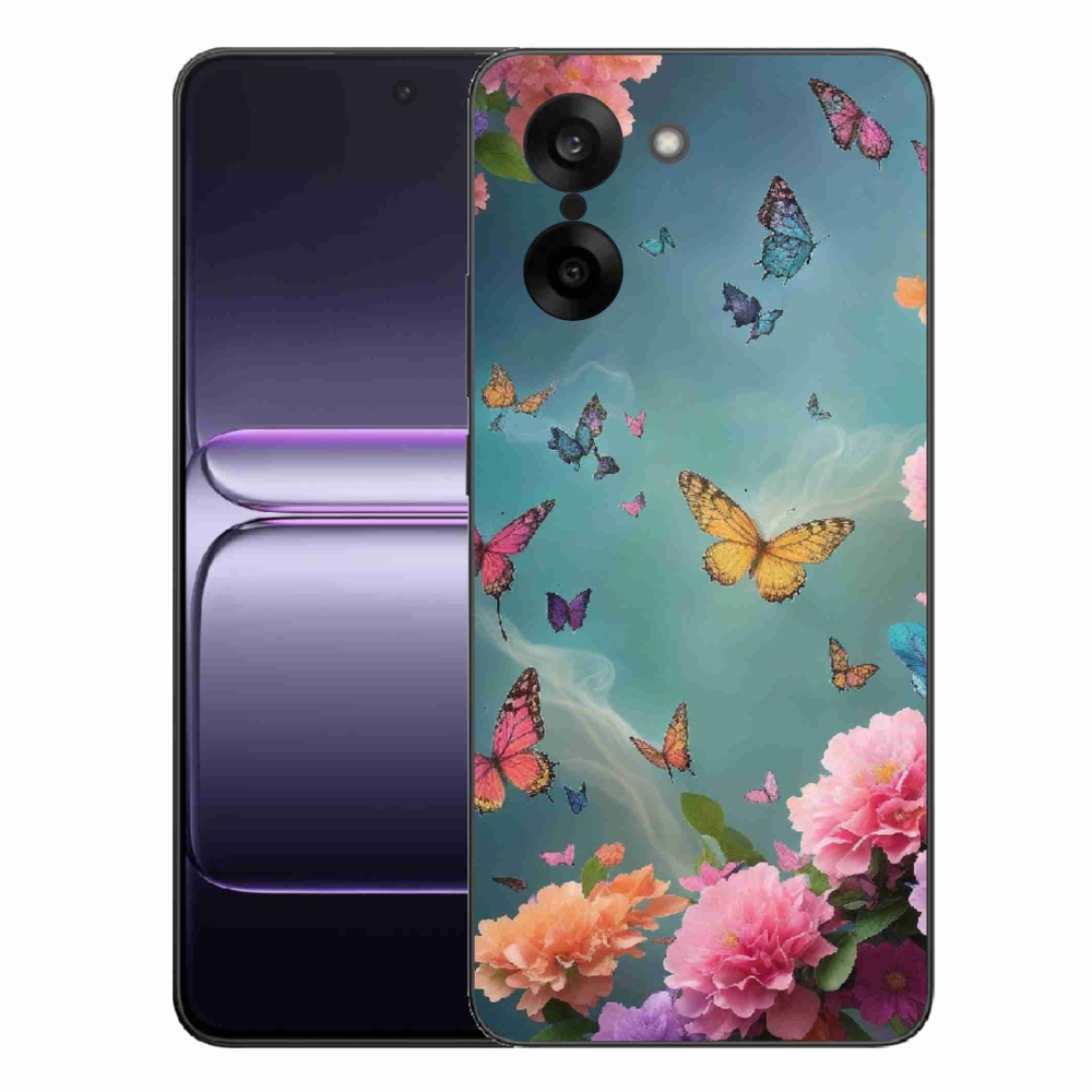 Gélový kryt mmCase na One Plus Nord CE5 - farebné kvety a motýle