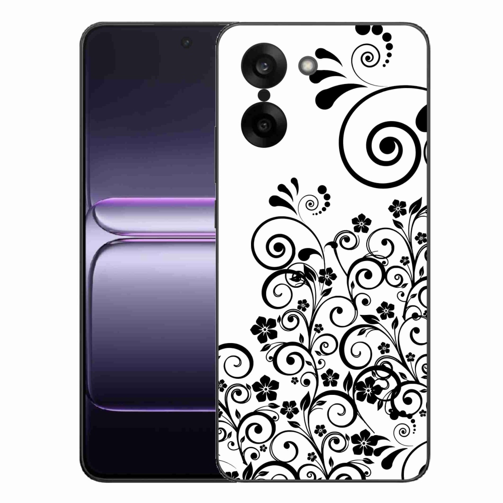 Gélový kryt mmCase na One Plus Nord CE5 - čiernobiele kvetinové vzory