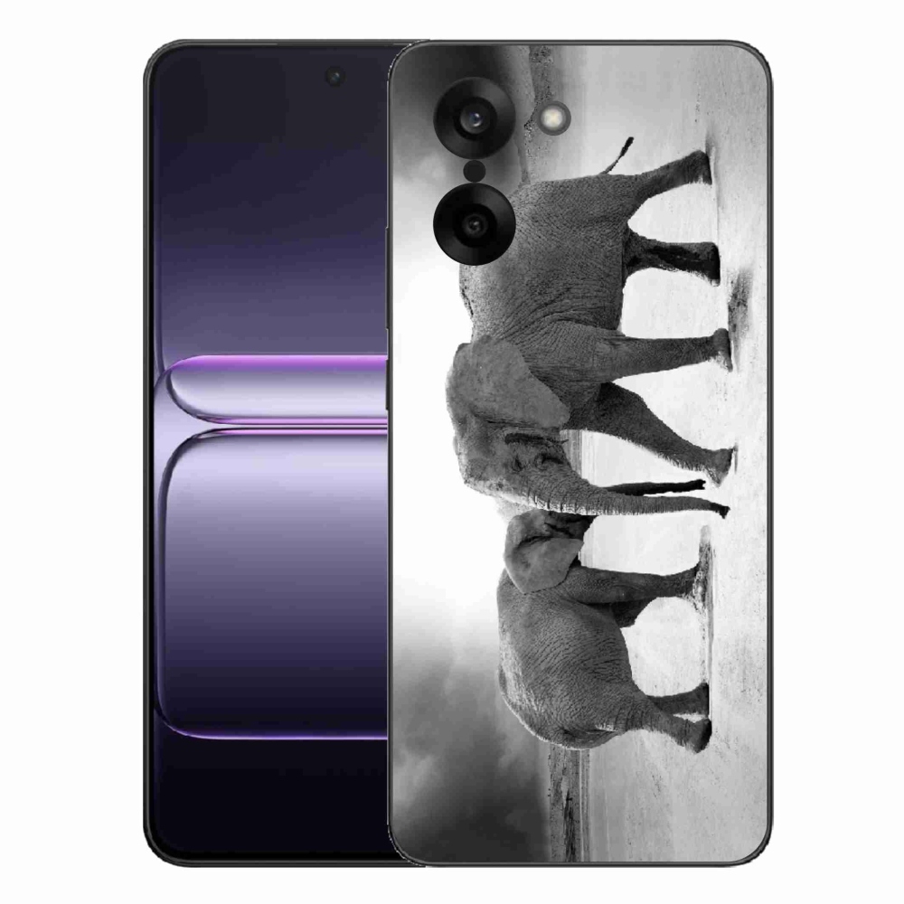 Gélový kryt mmCase na One Plus Nord CE5 - čiernobieli slony