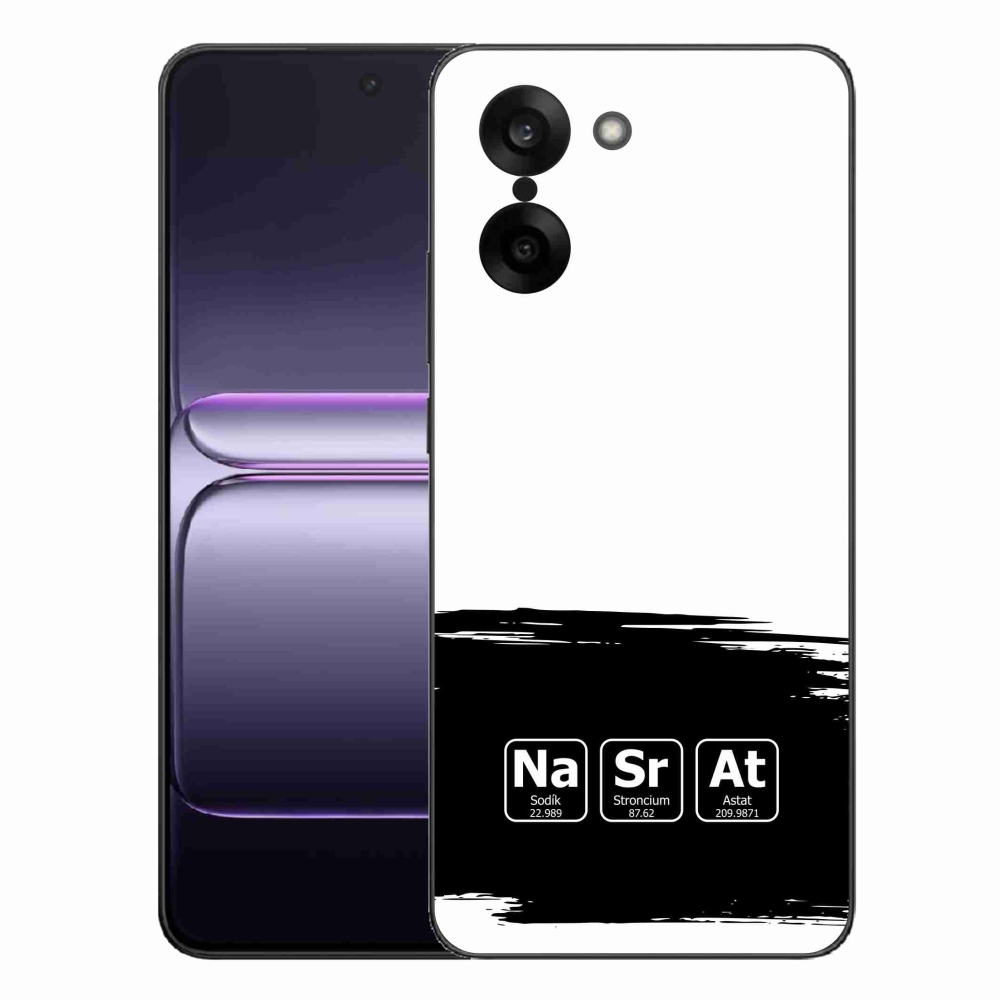 Gélový kryt mmCase na One Plus Nord CE5 - chemické prvky čiernobiele pozadie