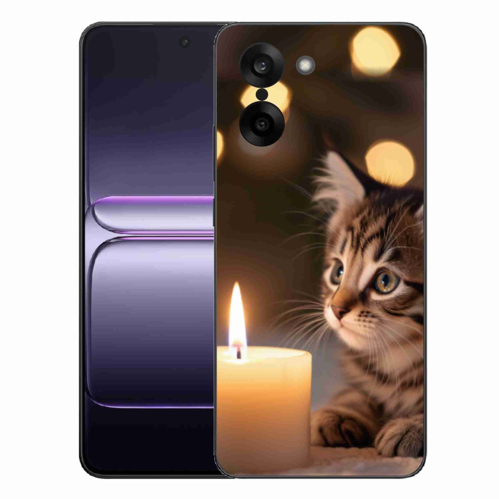 Gélový kryt mmCase na One Plus Nord CE5 - mačiatko a sviečka