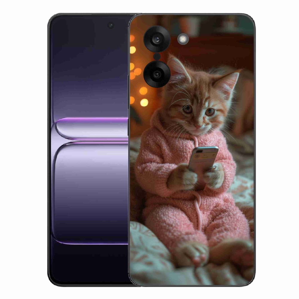 Gélový kryt mmCase na One Plus Nord CE5 - mačiatko s mobilom
