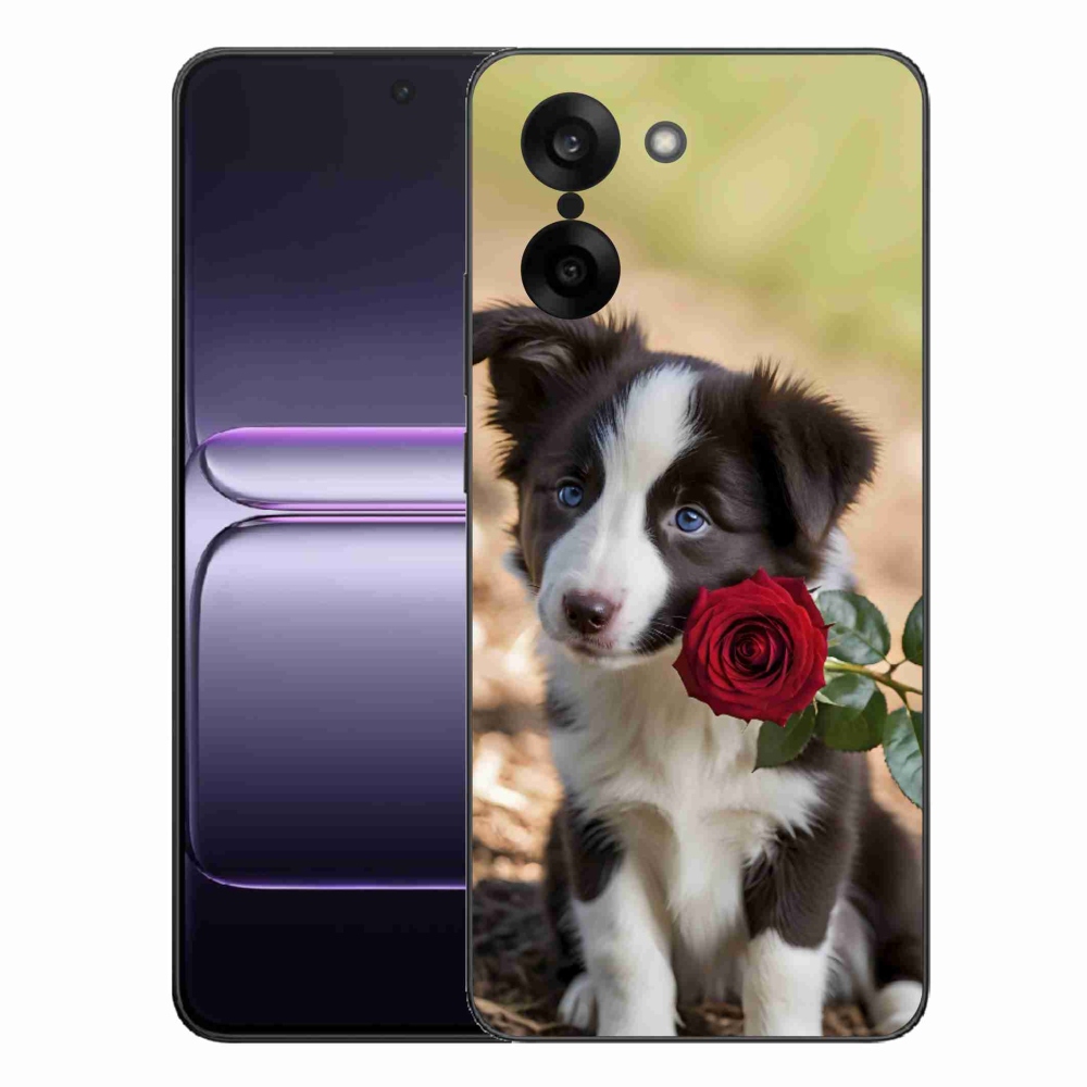 Gélový kryt mmCase na One Plus Nord CE5 - roztomilá border kólia s ružou