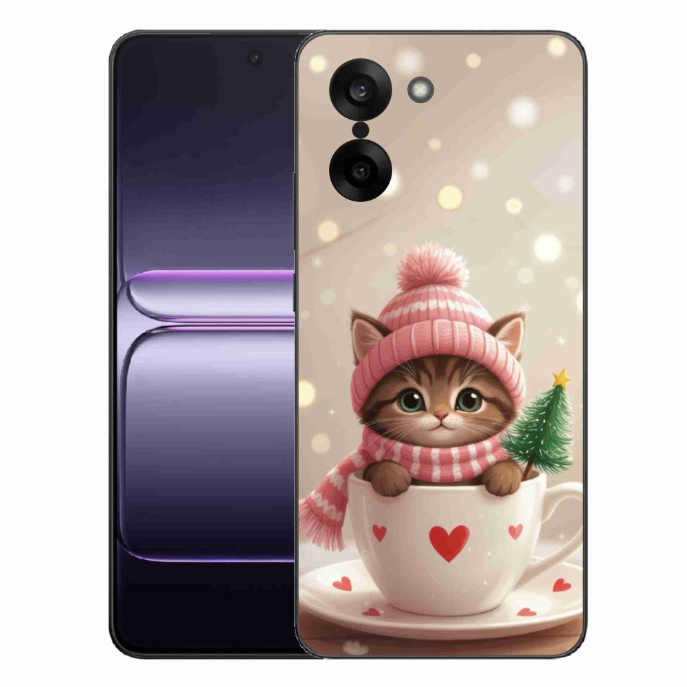 Gélový kryt mmCase na One Plus Nord CE5 - vianočné mačiatko v hrnčeku