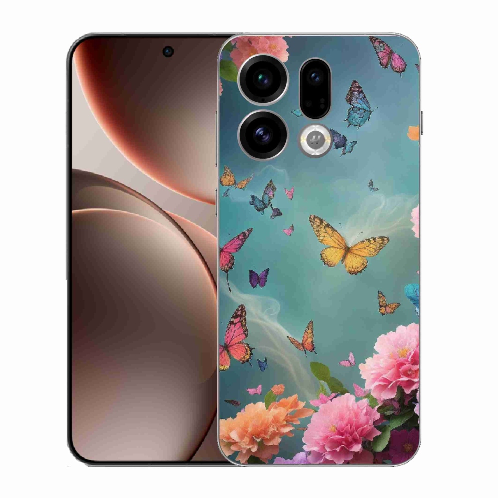Gélový kryt mmCase na Oppo Find X9 - farebné kvety a motýle