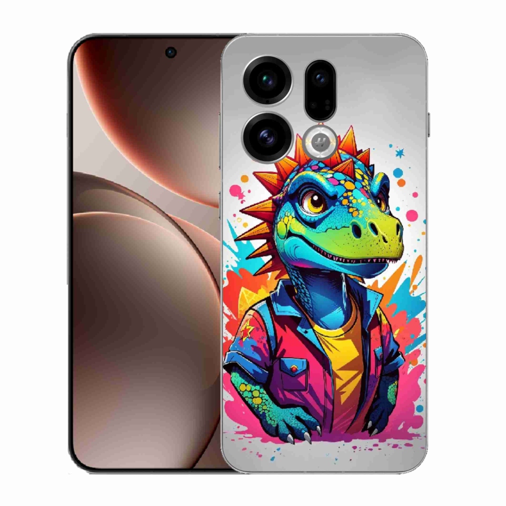 Gélový kryt mmCase na Oppo Find X9 - farebný dinosaurus
