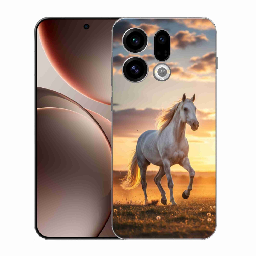 Gélový kryt mmCase na Oppo Find X9 - bežiaci biely kôň 2
