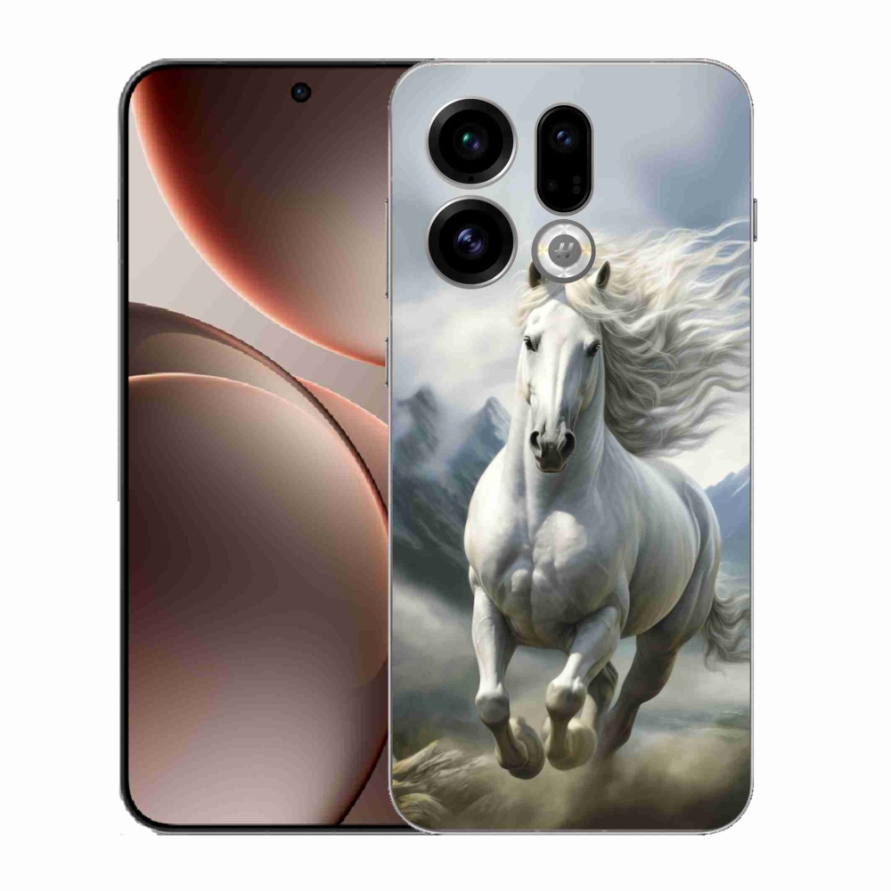 Gélový kryt mmCase na Oppo Find X9 - bežiaci biely kôň 3