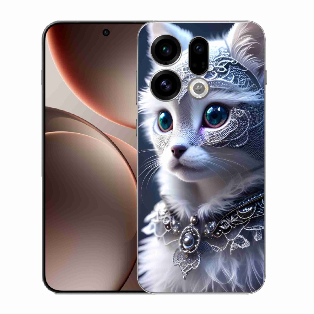 Gélový kryt mmCase na Oppo Find X9 - biela mačka