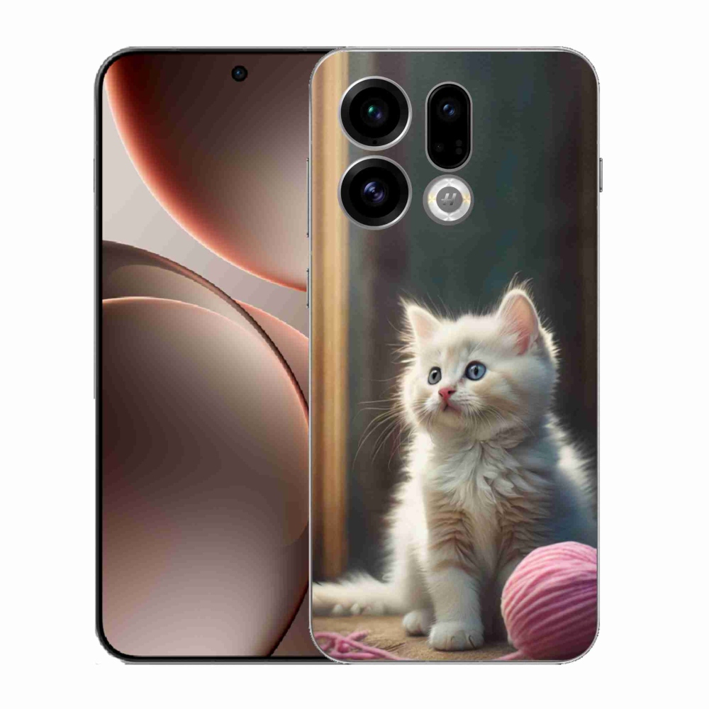 Gélový kryt mmCase na Oppo Find X9 - biele mačiatko 2