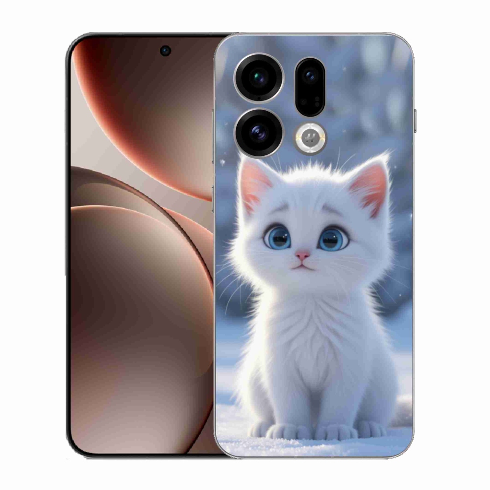 Gélový kryt mmCase na Oppo Find X9 - biele mačiatko 3